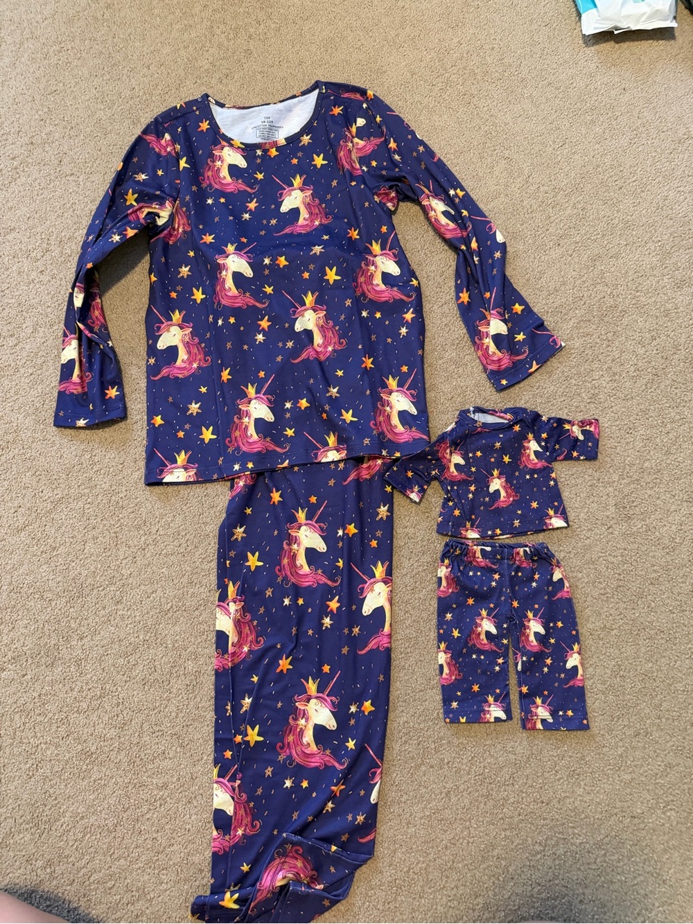 Kids Long Sleeve Unicorn Pajama Set - Purple and Pink